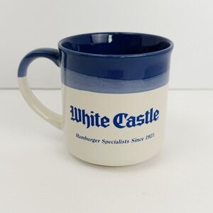 Vintage White Castle Coffee Mug Blue & Cream Hamburger Specialists Since 1921